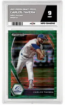 2021 PRIZM DRAFT PICKS GREE PULSAR #PDP137 CARLOS TAVERA MPE 9 MINT — graded card up for auction