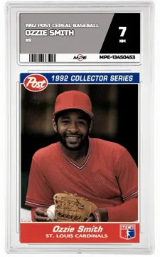 1992 POST CEREAL BASEBALL #8 OZZIE SMITH MPE 7 NM — graded card up for auction