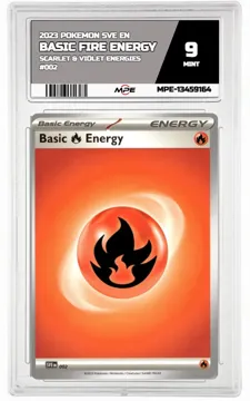 2023 POKEMON SVE EN SCARLET & VIOLET ENERGIES #002 Basic Fire Energy MPE 9 MINT — graded card up for auction