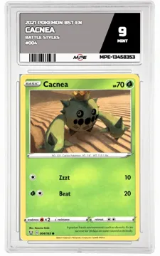 2021 POKEMON BST EN BATTLE STYLES #004 CACNEA MPE 9 MINT — graded card up for auction
