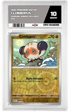 2024 POKEMON SSP EN SURGING SPARKS-REV HOLO #112 CLOBBOPUS MPE 10 GEM/MT — graded card up for auction