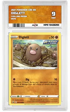 2021 POKEMON CRE EN CHILLING REIGN #076 Diglett MPE 9 MINT — graded card up for auction