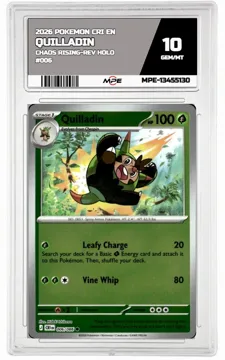 2026 POKEMON CRI EN Chaos Rising-REV HOLO #006 QUILLADIN MPE 10 GEM/MT — graded card up for auction