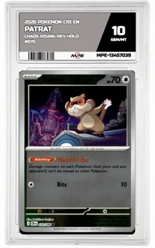 2026 POKEMON CRI EN Chaos Rising-REV HOLO #070 PATRAT MPE 10 GEM/MT — graded card up for auction