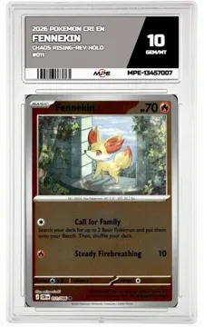 2026 POKEMON CRI EN Chaos Rising-REV HOLO #011 FENNEKIN MPE 10 GEM/MT — graded card up for auction