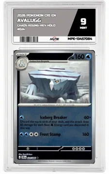 2026 POKEMON CRI EN Chaos Rising-REV HOLO #024 AVALUGG MPE 9 MINT — graded card up for auction
