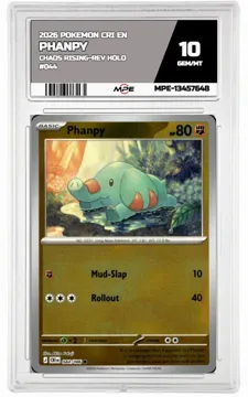 2026 POKEMON CRI EN CHAOS RISING-REV HOLO #044 Phanpy MPE 10 GEM/MT — graded card up for auction