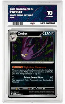 2026 POKEMON CRI EN CHAOS RISING-REV HOLO #051 CROBAT MPE 10 GEM/MT — graded card up for auction