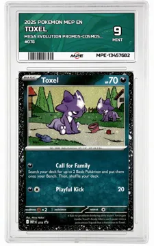 2025 POKEMON MEP EN MEGA EVOLUTION PROMOS-COSMOS HOLO #078 TOXEL MPE 9 MINT — graded card up for auction