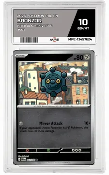 2026 POKEMON PBL EN PITCH BLACK-REV HOLO #063 Bronzor MPE 10 GEM/MT — graded card up for auction