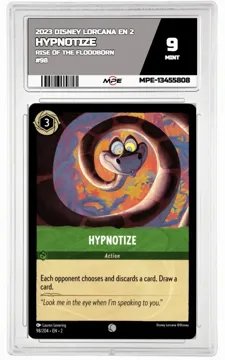 2023 DISNEY LORCANA EN 2 Rise of the Floodborn #98 HYPNOTIZE MPE 9 MINT — graded card up for auction