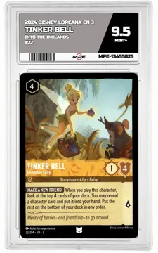 2024 DISNEY LORCANA EN 3 Into the Inklands #22 TINKER BELL MPE 9.5 MINT+ — graded card up for auction