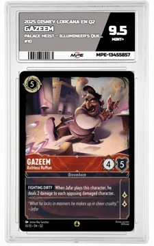 2025 DISNEY LORCANA EN Q2 Palace Heist – Illumineer's Quest #10 GAZEEM MPE 9.5 MINT+ — graded card up for auction