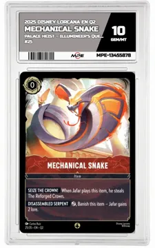 2025 DISNEY LORCANA EN Q2 Palace Heist – Illumineer's Quest #25 MECHANICAL SNAKE MPE 10 GEM/MT — graded card up for auction