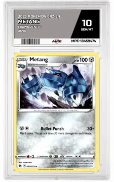 2023 POKEMON CRZ EN CROWN ZENITH #090 Metang MPE 10 GEM/MT — graded card up for auction