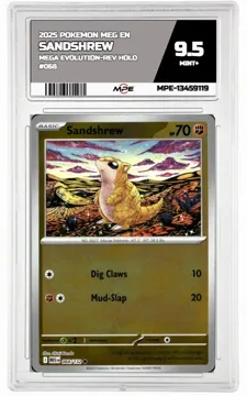 2025 POKEMON MEG EN MEGA EVOLUTION-REV HOLO #068 SANDSHREW MPE 9.5 MINT+ — graded card up for auction