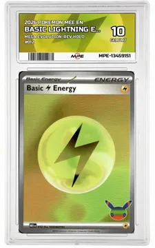 2026 POKEMON MEE EN MEGA EVOLUTION-REV HOLO #012 BASIC LIGHTNING ENERGY MPE 10 GEM/MT — graded card up for auction