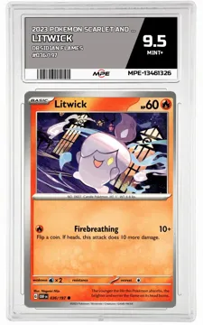 2023 POKEMON SCARLET AND VIOLET OBSIDIAN FLAMES #036/197 Litwick MPE 9.5 MINT+ — graded card up for auction