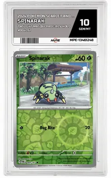 2024 POKEMON SCARLET AND VIOLET TWILIGHT MASQUERADE-REV HOLO #004/167 Spinarak MPE 10 GEM/MT — graded card up for auction