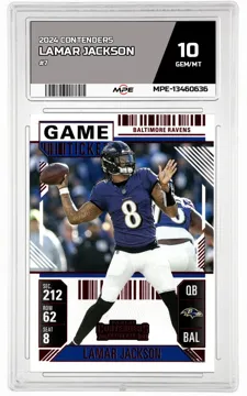 2024 CONTENDERS #7 LAMAR JACKSON MPE 10 GEM/MT — graded card up for auction