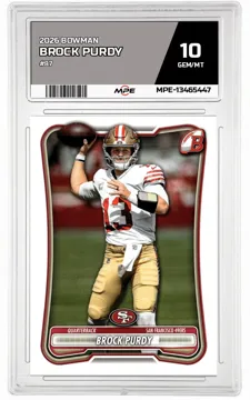 2026 BOWMAN #87 BROCK PURDY MPE 10 GEM/MT — graded card up for auction