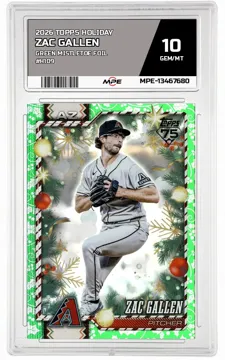 2026 TOPPS HOLIDAY GREEN MISTLETOE FOIL #H109 ZAC GALLEN MPE 10 GEM/MT — graded card up for auction