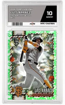 2026 TOPPS HOLIDAY GREEN MISTLETOE FOIL #H63 LUIS ARRAEZ MPE 10 GEM/MT — graded card up for auction