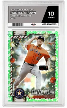 2026 TOPPS HOLIDAY GREEN MISTLETOE FOIL #H35 HUNTER BROWN MPE 10 GEM/MT — graded card up for auction