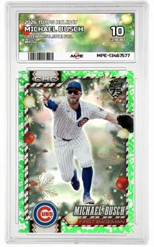 2026 TOPPS HOLIDAY GREEN MISTLETOE FOIL #H154 MICHAEL BUSCH MPE 10 GEM/MT — graded card up for auction