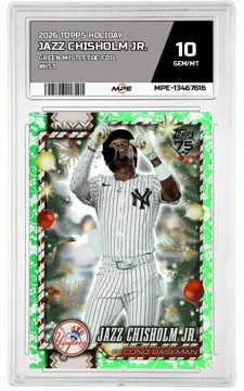 2026 TOPPS HOLIDAY GREEN MISTLETOE FOIL #H53 JAZZ CHISHOLM JR. MPE 10 GEM/MT — graded card up for auction