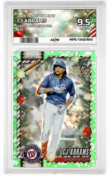 2026 TOPPS HOLIDAY GREEN MISTLETOE FOIL #79 CJ ABRAMS MPE 9.5 MINT+ — graded card up for auction