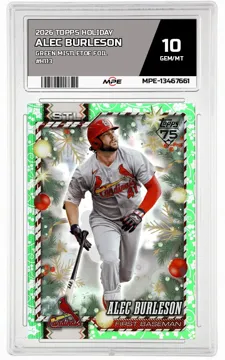 2026 TOPPS HOLIDAY GREEN MISTLETOE FOIL #H113 ALEC BURLESON MPE 10 GEM/MT — graded card up for auction