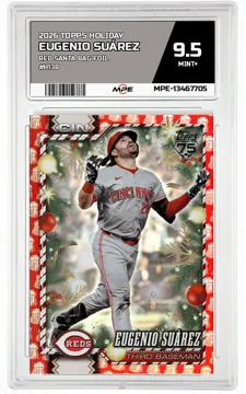 2026 TOPPS HOLIDAY RED SANTA BAG FOIL #H138 EUGENIO SUÁREZ MPE 9.5 MINT+ — graded card up for auction