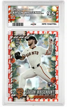 2026 TOPPS HOLIDAY RED SANTA BAG FOIL #H26 CARSON WHISENHUNT MPE 9.5 MINT+ — graded card up for auction