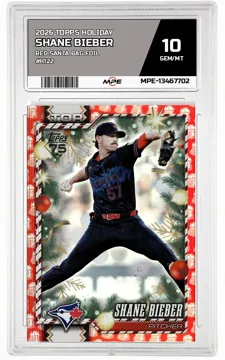 2026 TOPPS HOLIDAY RED SANTA BAG FOIL #H122 SHANE BIEBER MPE 10 GEM/MT — graded card up for auction