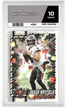 2026 TOPPS HOLIDAY #95 BAKER MAYFIELD MPE 10 GEM/MT — graded card up for auction